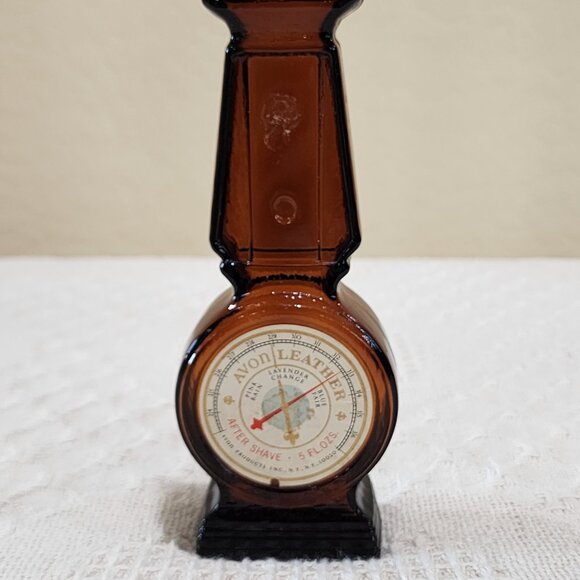 Vintage Avon BAROMETER Leather Scent Brown Glass Bottle Full No Box - Picture 2 of 11